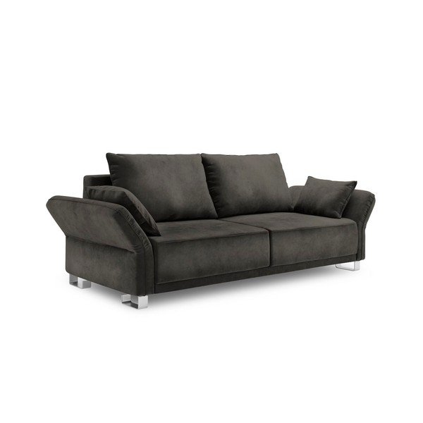 Тъмнокафяв триместен разтегателен диван с кадифена покривка Pyxis - Windsor & Co Sofas-image-2