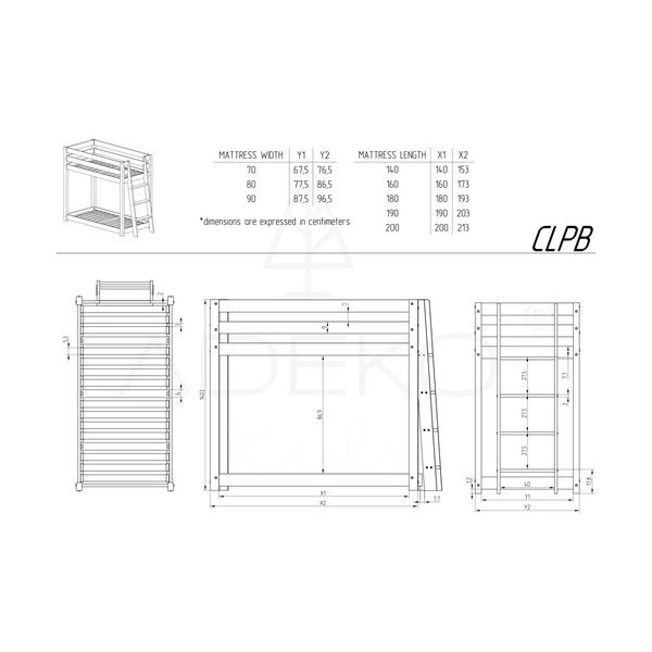 Двуетажно легло от борова дървесина 90x190 cm CLPB - Adeko-image-3