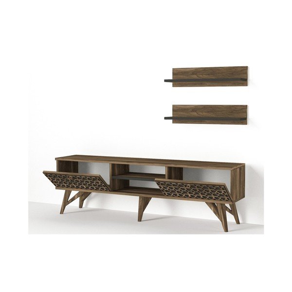 Телевизионен скрин с чекмеджета от орехово дърво Fina - Tera Home-image-1