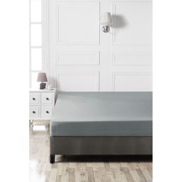 Тъмносив чаршаф от еластичен памук 160x200 см - Mijolnir-image-2