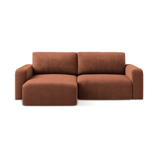 Теракотен шенилов сгъваем/с място за съхранение ъглов диван (ляв ъгъл) Kona – Makamii