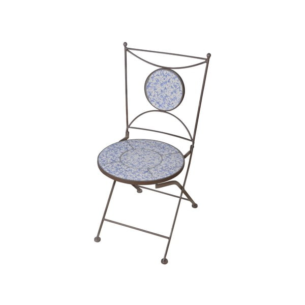 Синьо-бял стол с керамична седалка - Ego Dekor