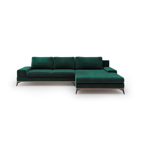Светлозелен разтегателен диван с кадифена тапицерия , десен ъгъл Astre - Windsor & Co Sofas