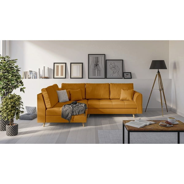 Ъглов диван (ляв ъгъл) в цвят горчица Ariella - Ropez-image-3