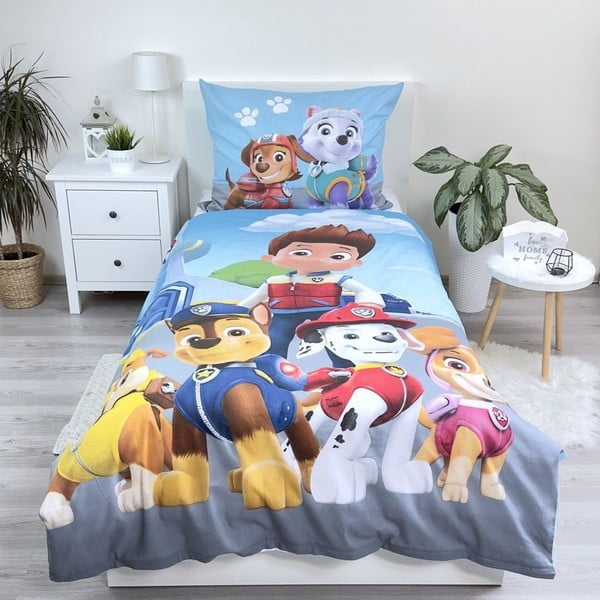 Синьо  единично  памучно детско спално бельо 140x200 cm Paw Patrol – Jerry Fabrics-image-1