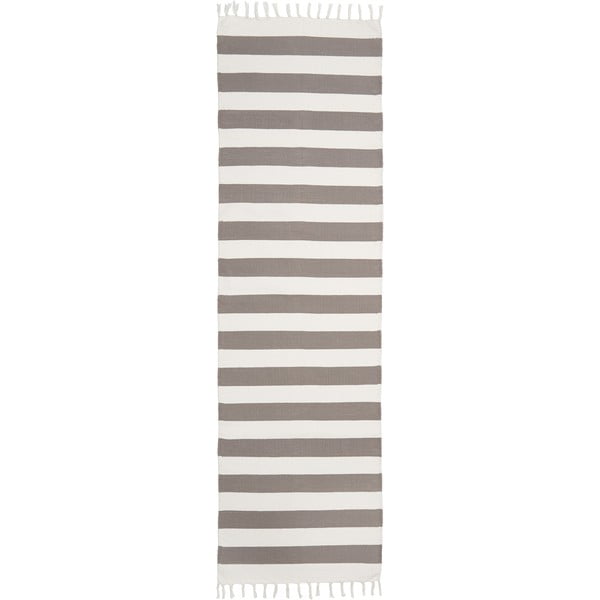 Бежово-сива ръчно тъкана памучна пътека , 70 x 250 cm Blocker - Westwing Collection