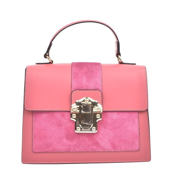 Розова кожена чанта , 22 x 27 cm - Isabella Rhea