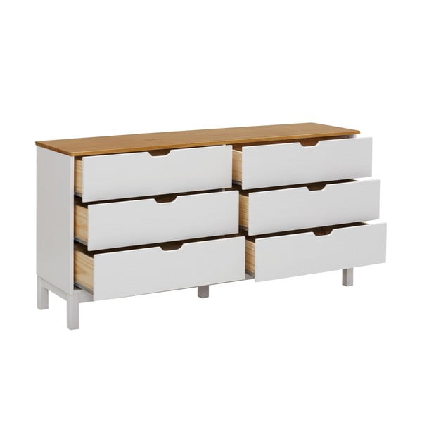 Бял нисък скрин от масивен бор 150x75 cm Post – Støraa-image-3