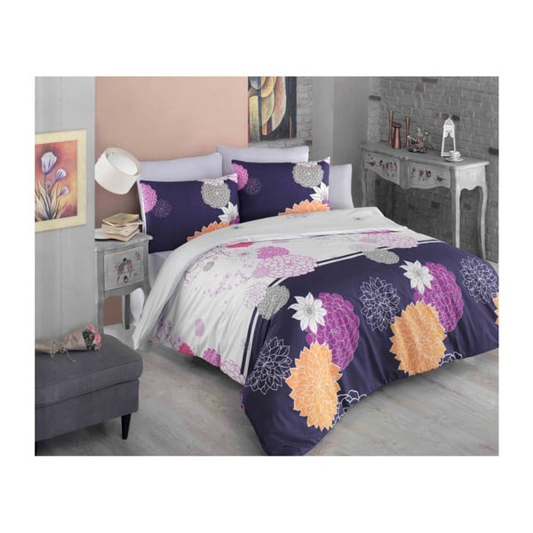 Памучно спално бельо с чаршаф за двойно легло Blaumue, 200 x 220 cm - Mijolnir