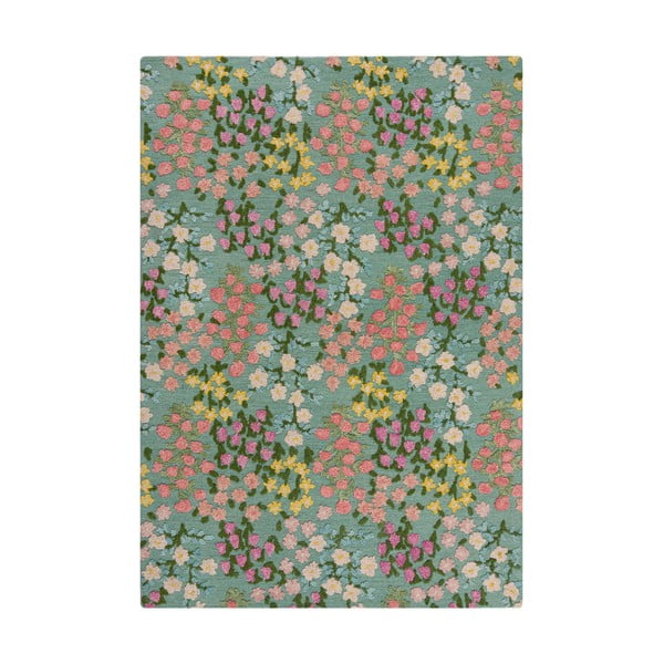 Ръчно изработен вълнен килим в цвят мента 160x230 cm Emilia Floral – Flair Rugs