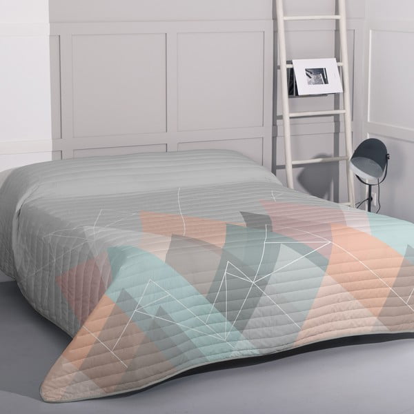 Розова и сива памучна ватирана покривка за легло 180x260 cm Range - Blanc-image-1