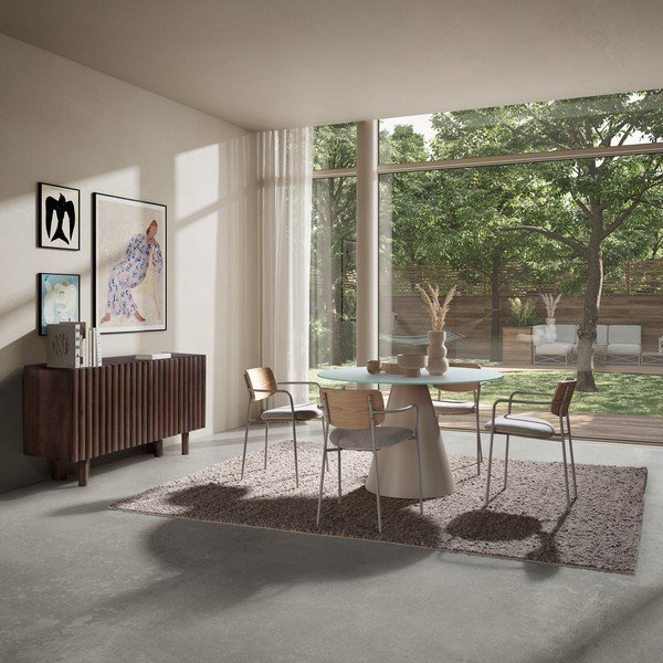 Кръгла трапезна маса със стъклен плот ø 120 cm Vida – MOME-image-1