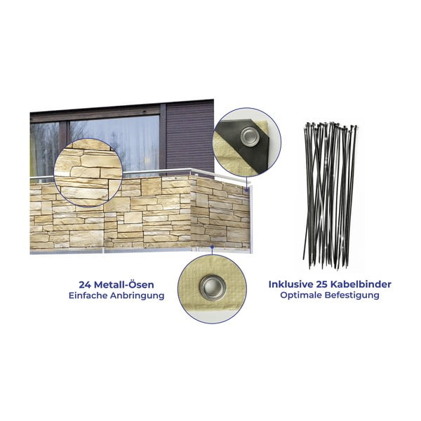 Бежов параван за балкон 500x85 cm - Maximex-image-3