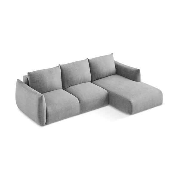 Светлосив сгъваем ъглов диван (десен ъгъл) Leila – Makamii-image-3