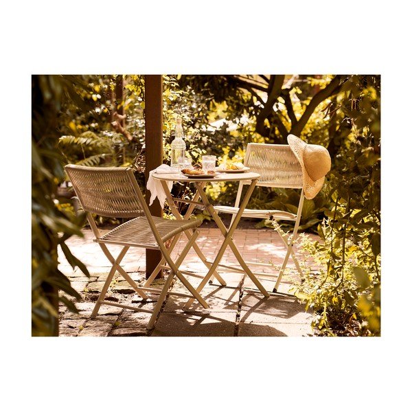 Бежов метален градински комплект за хранене за 2 Arcas – House Nordic-image-1