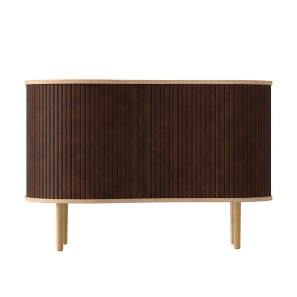 Нисък скрин с дъбов декор в кафяв и естествен цвят с плъзгащи се врати 100x67 cm Audacious - UMAGE-image-3