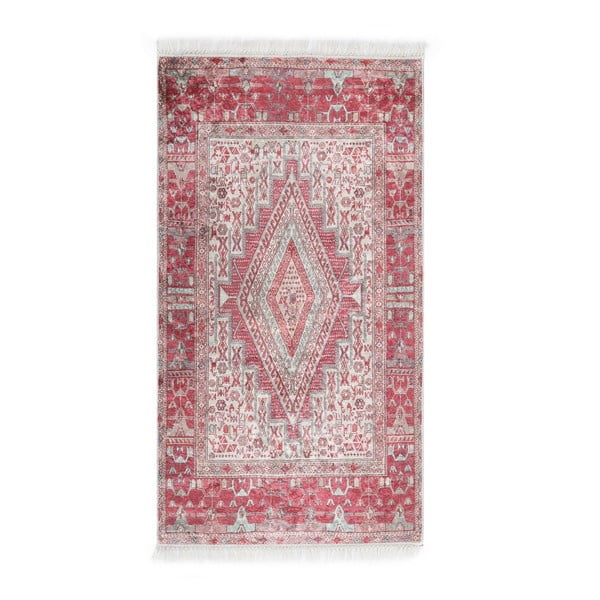Sametový koberec Deri Dijital Maluna Red, 80 x 150 cm