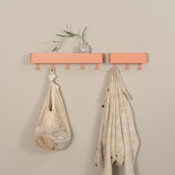 Метална стенна закачалка в цвят сьомга с рафт 52 cm Dax Play – Spinder Design-image-1