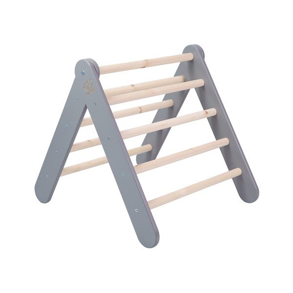 Сив пиклер триъгълник от масивен бор 60x60x60 cm Montessori – Meowbaby