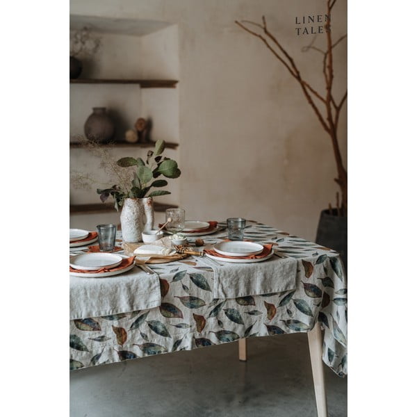 Ленена покривка за маса 140x140 cm Golden Fall – Linen Tales-image-1