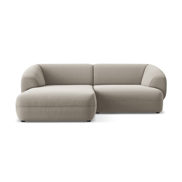 Бежов кадифен ъглов диван (ляв ъгъл) Moana – Makamii