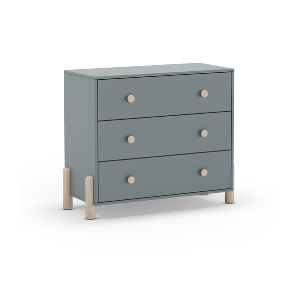 Детски скрин сиво-зелен от масивен бор 90x80x40 cm Enola – Marckeric-image-4