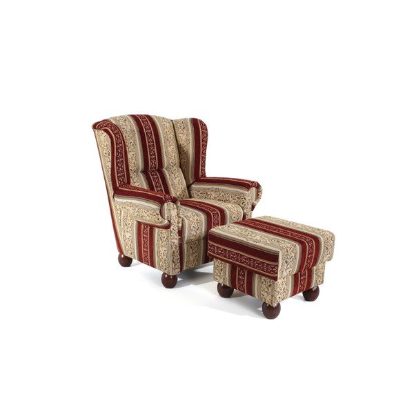 Červené vzorované křeslo ušák Max Winzer Monarch Chenille-image-1