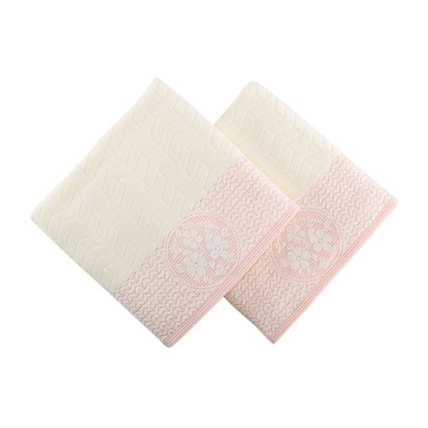 Sada 2 ručníků s růžovým detailem Amadeus, 50 x 90 cm