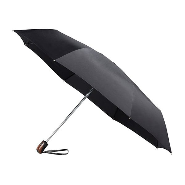 Černý větruodolný skládací deštník Ambiance Bois Minimal, ⌀ 98 cm