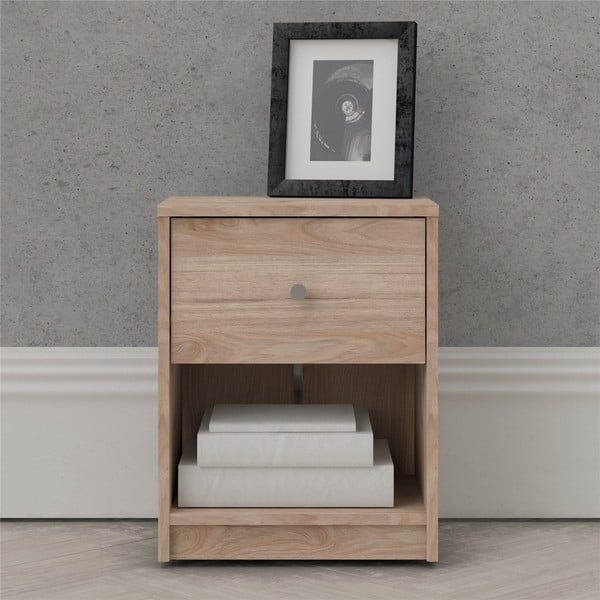 Нощно шкафче в дъбов декор с рафтове May - Tvilum-image-4
