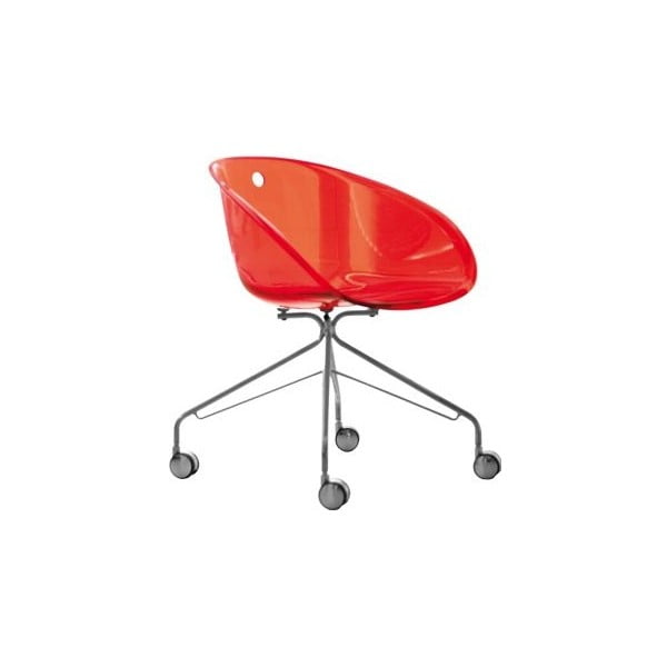 Červená židle na kolečkách Pedrali Gliss