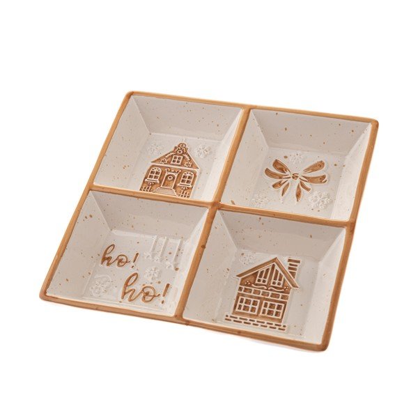 Бяла керамична купичка за сервиране с коледен мотив Christmas cottage – Dakls