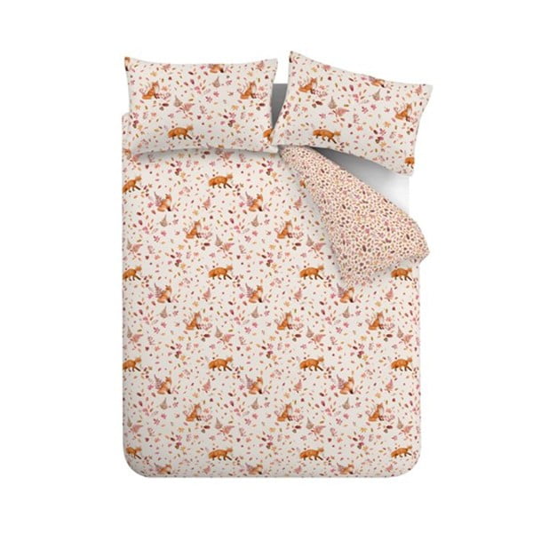 Оранжево-бежово двойно  спално бельо 200x200 cm Woodland Fox – Catherine Lansfield