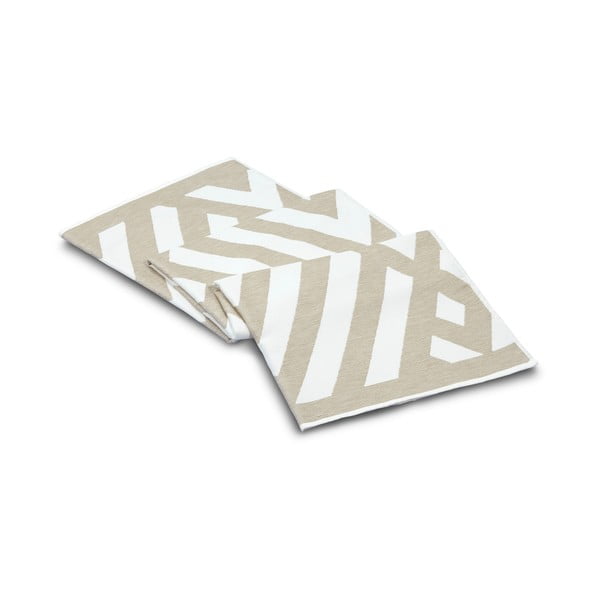 Бежово-бяла памучна постелка за баня , 100 x 180 cm Geometric - Foutastic-image-1