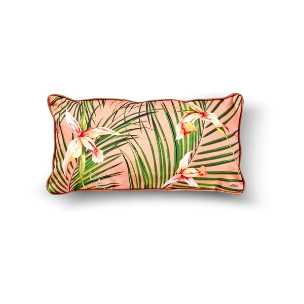 Розова възглавница с тропическа шарка Папагал, 40 x 20 cm - The Mia
