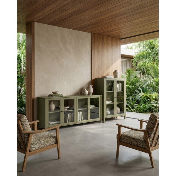 Зелена витрина от масивен бор 186x80x40 cm Alessandra – Marckeric-image-4