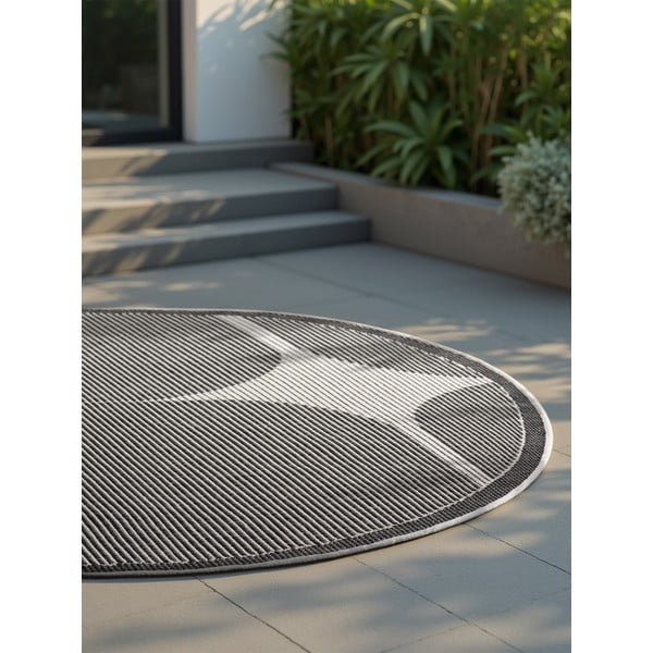 Черно-бял кръгъл килим за открито и закрито ø 160 cm Duet Bowen – NORTHRUGS-image-4