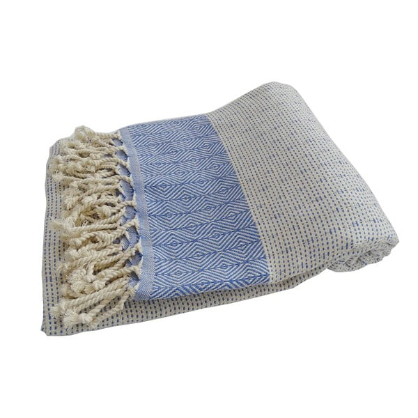 Modro-bílá ručně tkaná osuška z prémiové bavlny Homemania Nefes Hammam, 100 x 180 cm