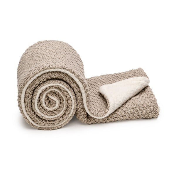 Бежово плетено бебешко одеяло 80x100 cm - T-TOMI