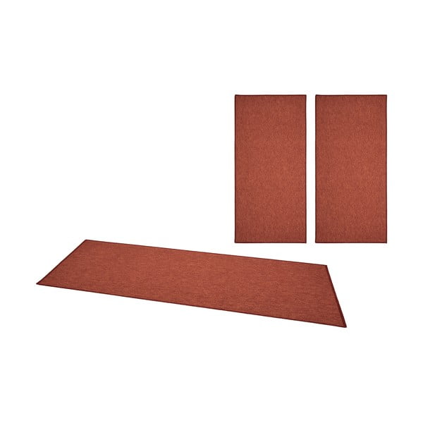 Комплект от 3 червени пътеки Casual - BT Carpet