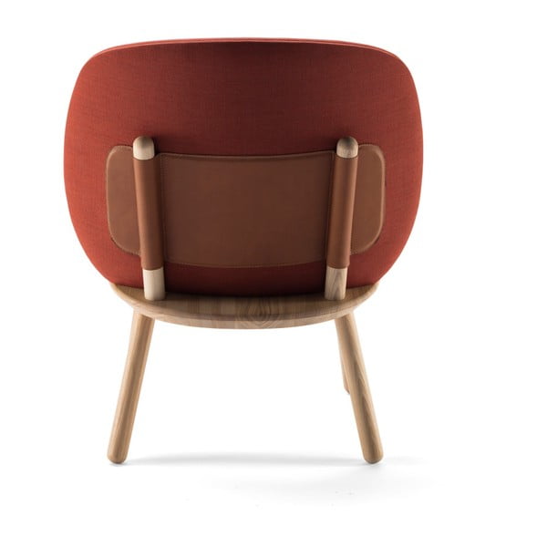 Кафяв фотьойл в цвят коняк със структура от ясенова дървесина и кожени детайли Naïve - EMKO-image-2