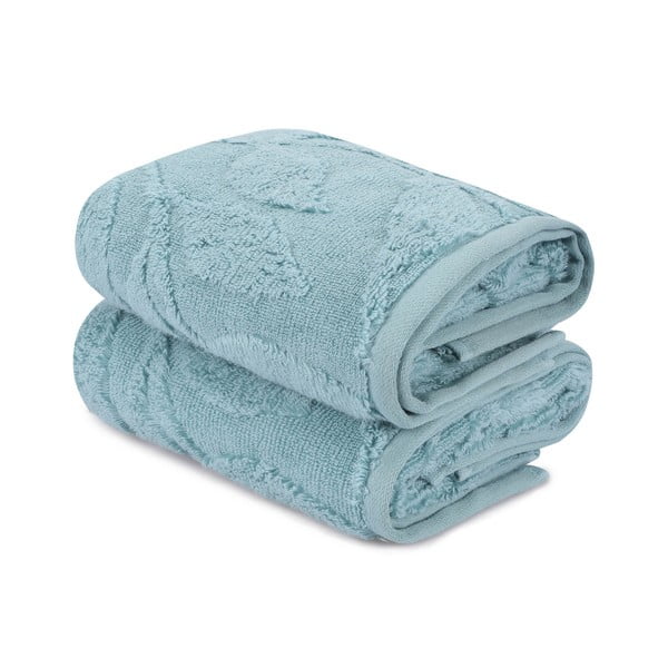 Тюркоазени памучни кърпи в комплект от 2 броя 50x90 cm Estela - Foutastic