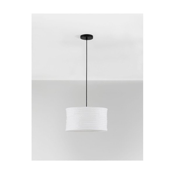 Бяло ленено висящо осветително тяло ø 38 cm Linnet – Nova Luce-image-3