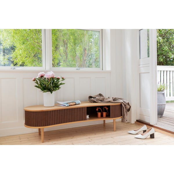 Масичка за телевизор с дъбов декор в сиво-натурален цвят 140x40 cm Audacious - UMAGE-image-1