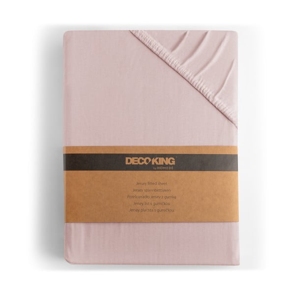 Светлорозов еластичен чаршаф от джърси 180x200 cm Amber – Restilo-image-4