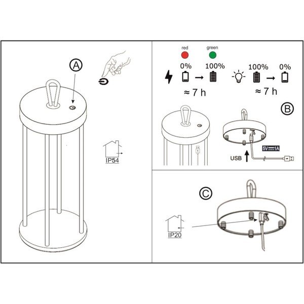 Черна LED настолна лампа (височина 36 cm) Kante – Fischer & Honsel-image-3