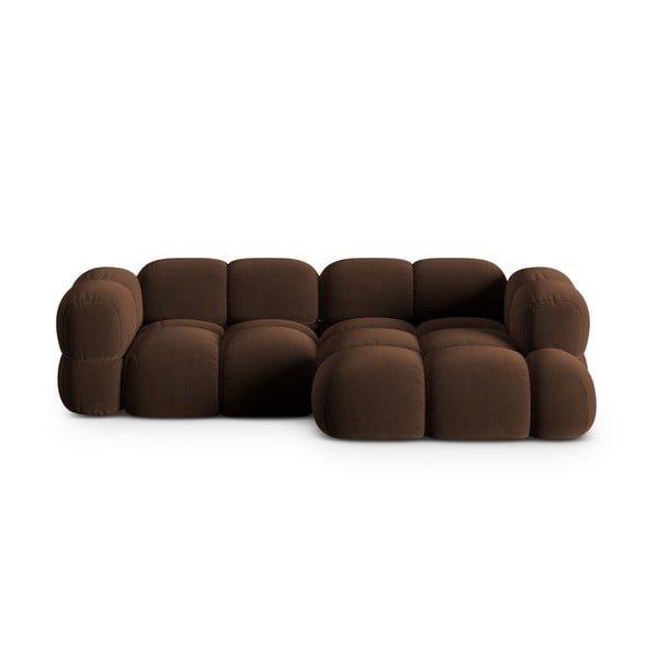 Тъмнокафяв кадифен ъглов диван (десен ъгъл) Loretto – Cosmopolitan Design