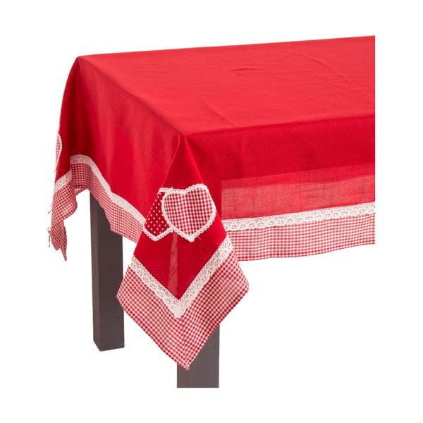 Червена покривка за маса Casa Selección Hearts, 150 x 210 cm