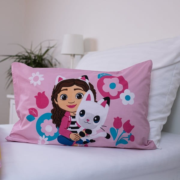 Розово памучно детско спално бельо 100x135 cm Gabby's Dollhouse – Jerry Fabrics-image-3