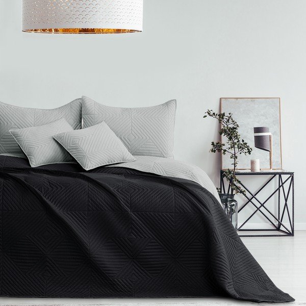 Черно/светлосиво капитонирано покривало за легло от микрофибър 240x260 cm Softa – Restilo-image-4